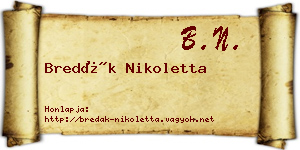 Bredák Nikoletta névjegykártya